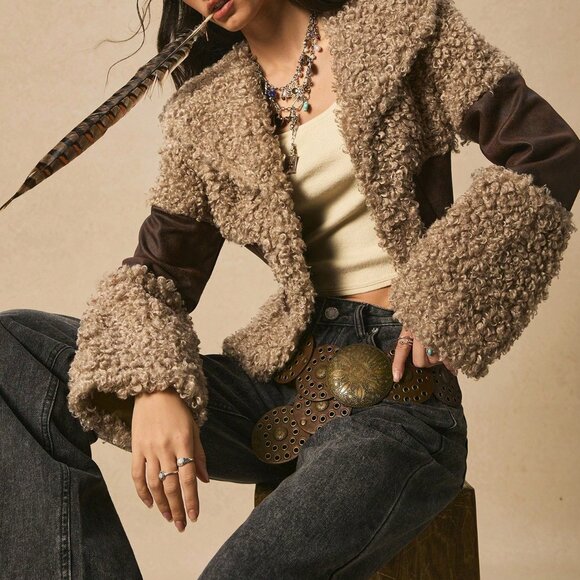 Brown Bohemian Women's Fur Fringed Jacket - Picture 4 of 9